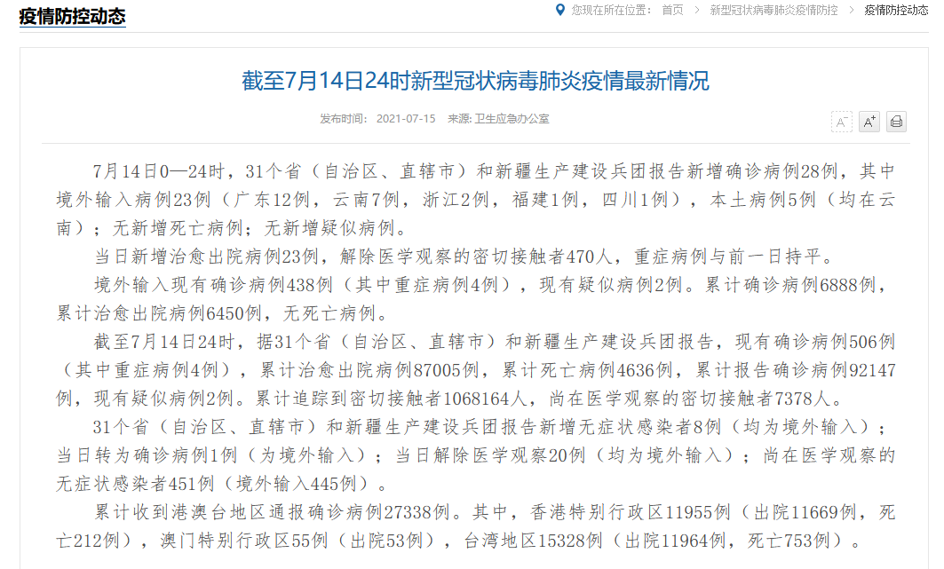 31省份新增确诊14例其中本土9例〃31省份新增确诊10例其中本土1例